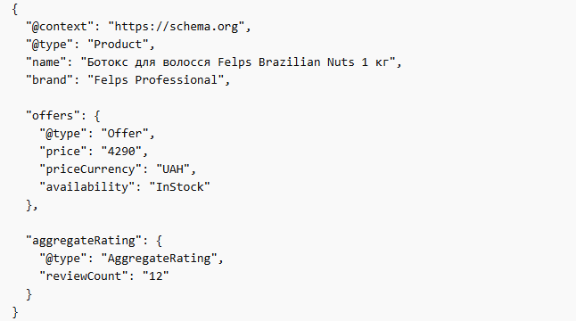 Приклад Product schema для картки товару - 2